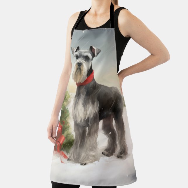 Schnauzer Dog in Snow Christmas Apron (Insitu)