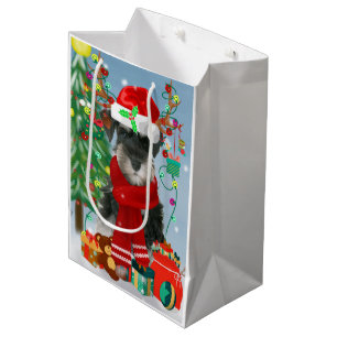 Schnauzer Dog in Snow Christmas  Medium Gift Bag