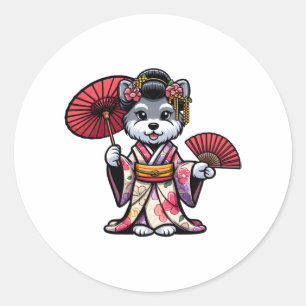 Schnauzer Dog Kimono Classic Round Sticker
