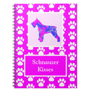 Schnauzer Dog Kisses Silhouette Cute P&B Notebook