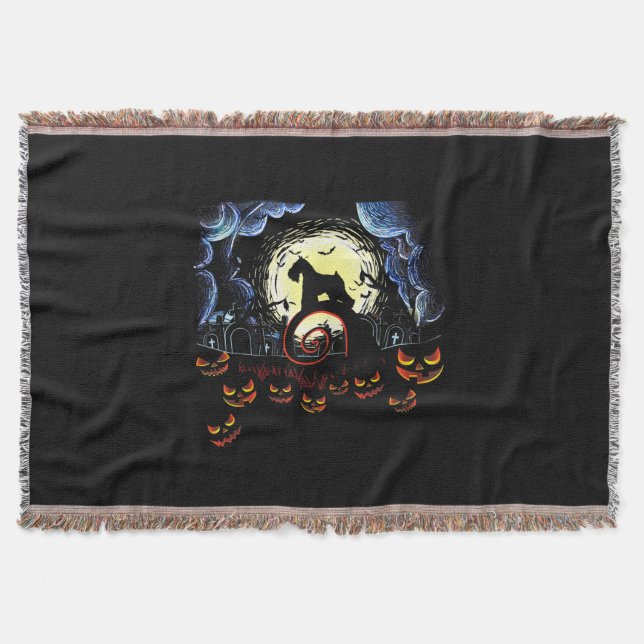 Schnauzer Dog & Moon Funny Halloween Costume gift Throw Blanket (Front)