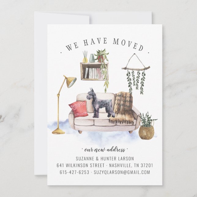 Schnauzer Dog Moving Announcement (Front)