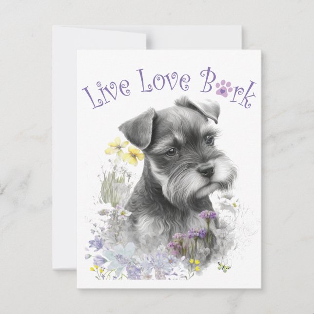 Schnauzer Dog Mum Floral Card (Front)