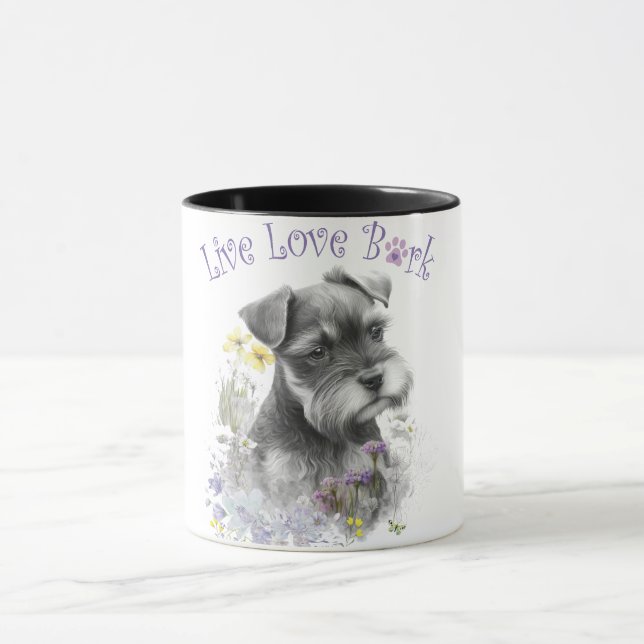 Schnauzer Dog Mum Floral Mug (Center)