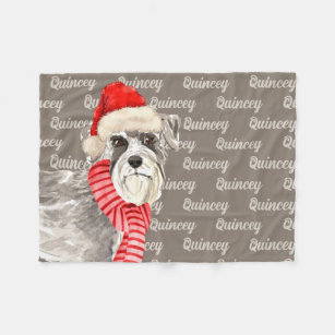 Schnauzer Dog Name Patterned Christmas Fleece Blanket