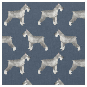 schnauzer dog navy blue fabric