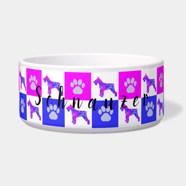 Schnauzer Dog & Paw Hot Pink & Blue (Front)