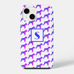 Schnauzer Dog Pink Silhouette Mono White iPhone 14 Case