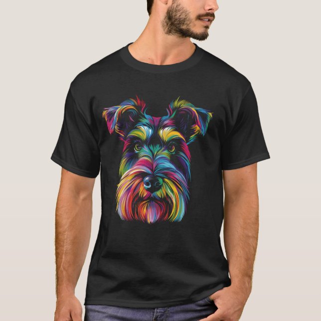 Schnauzer Dog Popart T-Shirt (Front)