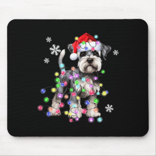 Schnauzer Dog Reindeer Christmas Lights Ugly Xmas  Mouse Pad