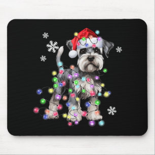 Schnauzer Dog Reindeer Christmas Lights Ugly Xmas Mouse Pad