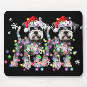 Schnauzer Dog Reindeer Christmas Lights Ugly Xmas Mouse Pad