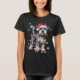 Schnauzer Dog Reindeer Christmas Lights Ugly Xmas T-Shirt