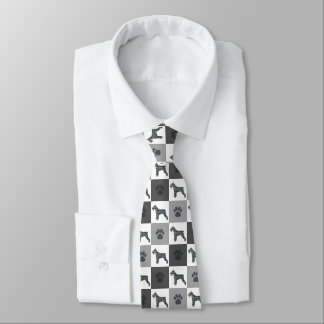 Schnauzer Dog Silhouette Black White Gray Tie