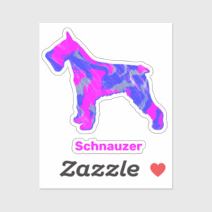 Schnauzer Dog Silhouette Crazy Hot Pink Square Sti