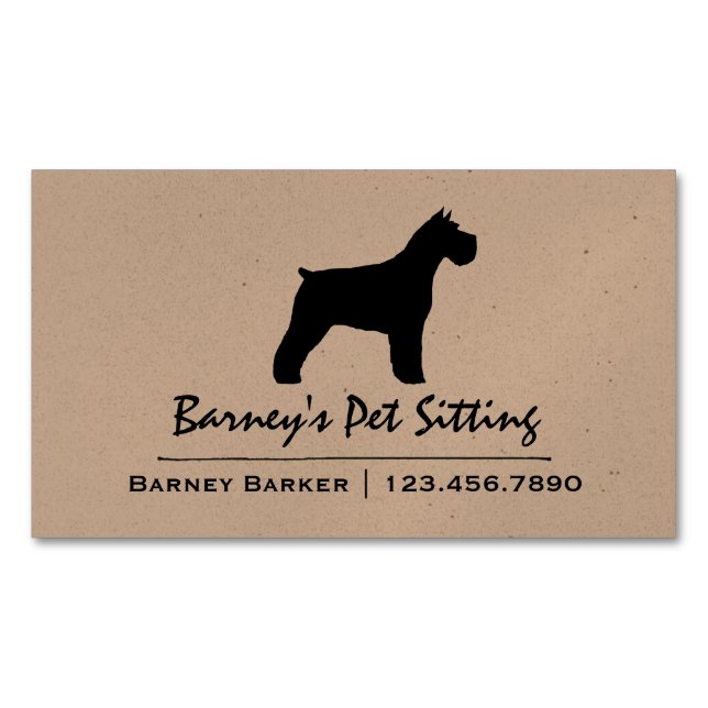 Schnauzer Dog Silhouette Magnetic Business Card (Front)