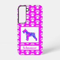 Schnauzer Dog Silhouette Paw Pink Blue Pink