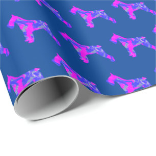 Schnauzer Dog Silhouette Pink/Blue Blue Gift Wrapping Paper