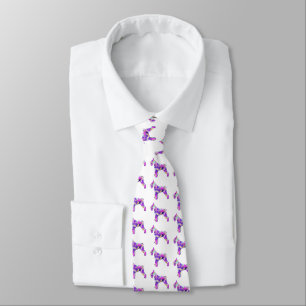 Schnauzer Dog Silhouette Purple PY&B White Neck Tie