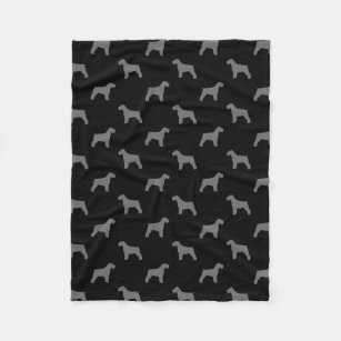 Schnauzer Dog Silhouettes Pattern Black and Grey Fleece Blanket