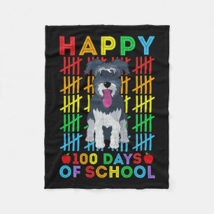 Schnauzer Dog Student Happy 100 Days Of School  Fleece Blanket