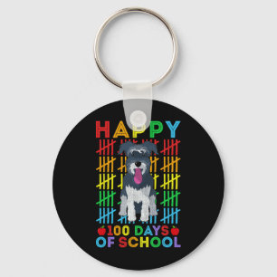 Schnauzer Dog Student Happy 100 Days Of School Key Ring