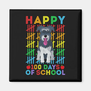 Schnauzer Dog Student Happy 100 Days Of School  Magnet