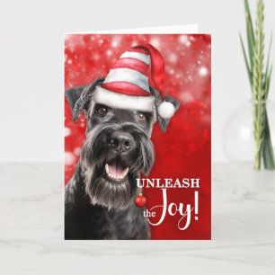 Schnauzer Dog Unleash the Joy Christmas Holiday Card