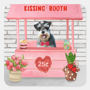 Schnauzer Dog Valentine's Day Kissing Booth Square Sticker
