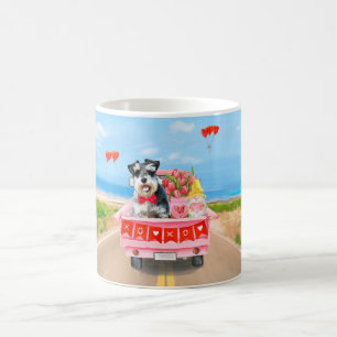 Schnauzer Dog Valentine's Day Truck Hearts Coffee Mug