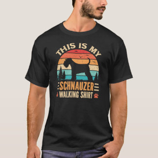 Schnauzer Dog Walking Retro Vintage Sunset T-Shirt