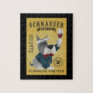 Schnauzer Dog Wine Funny Schnauzer Dog Lover Jigsaw Puzzle