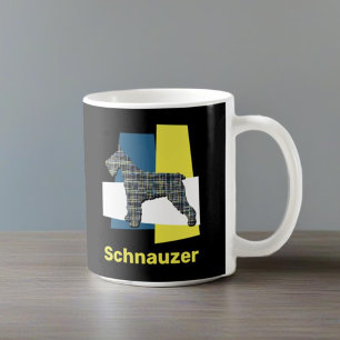 Schnauzer Dog Yellow & Black Grid Line Coffee Mug
