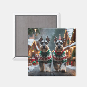 Schnauzer Dogs Christmas Snow Holiday Magnet