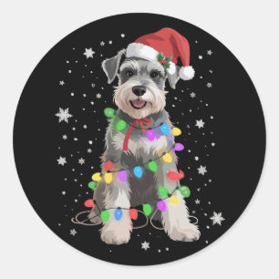 Schnauzer Dogs Tree Christmas Xmas Pet Animal Dog  Classic Round Sticker