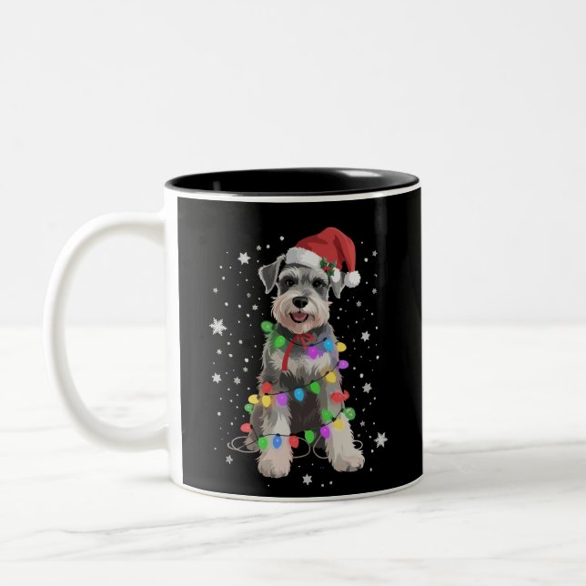 Schnauzer Dogs Tree Christmas Xmas Pet Animal Dog  Two-Tone Coffee Mug (Left)