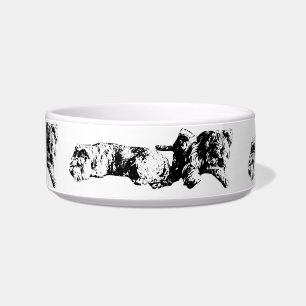 Schnauzer Duo – Stylish Grayscale Pet Bowl
