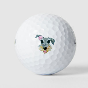 Schnauzer face dog painting golf balls