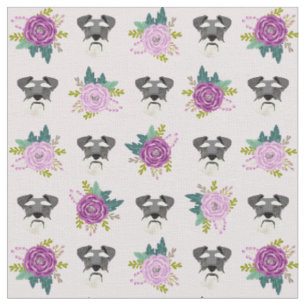 schnauzer faces lavender florals fabric