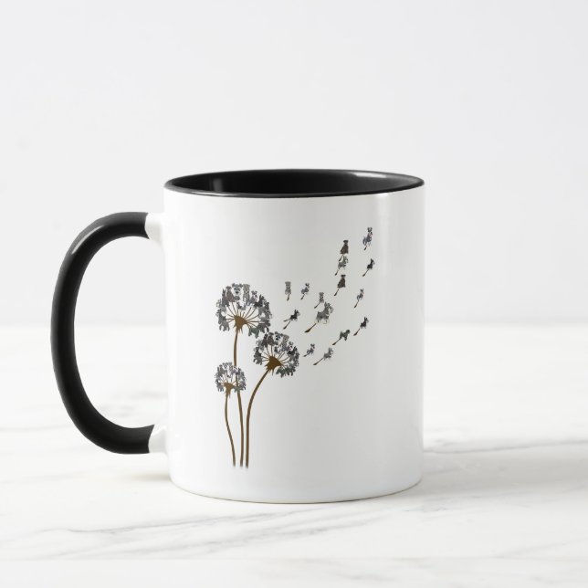 Schnauzer Flower Fly Dandelion Schnauzer Funny Dog Mug (Left)