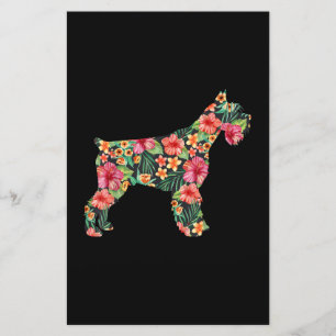 Schnauzer Flower Funny Dog Silhouette Floral Gifts Stationery