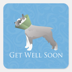 Schnauzer Get Well Soon Design Square Sticker