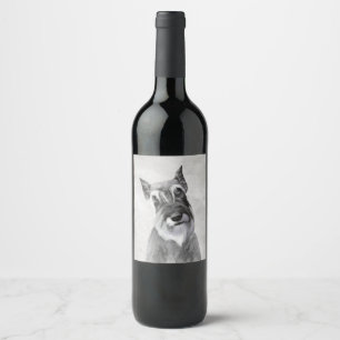 Schnauzer (Giant) - Cute Original Dog Art Wine Label