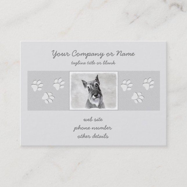 Schnauzer (Giant) Painting - Dog Art Business Card (Front)