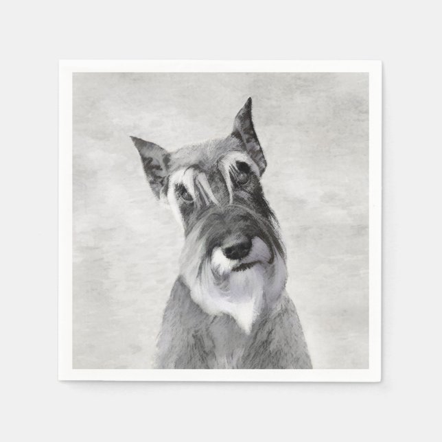 Schnauzer (Giant) Painting - Dog Art Napkin (Front)