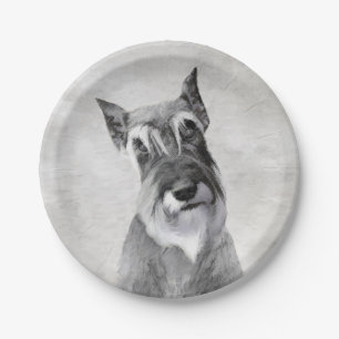 Schnauzer (Giant) Painting - Dog Art Paper Plate