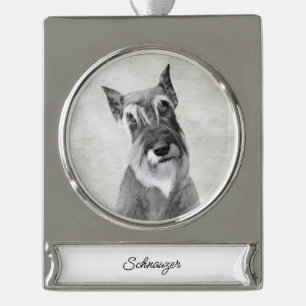 Schnauzer (Giant) Painting - Dog Art Silver Plated Banner Ornament