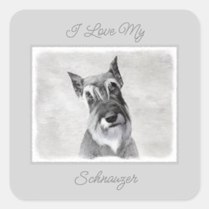 Schnauzer (Giant) Painting - Dog Art Square Sticke Sticker