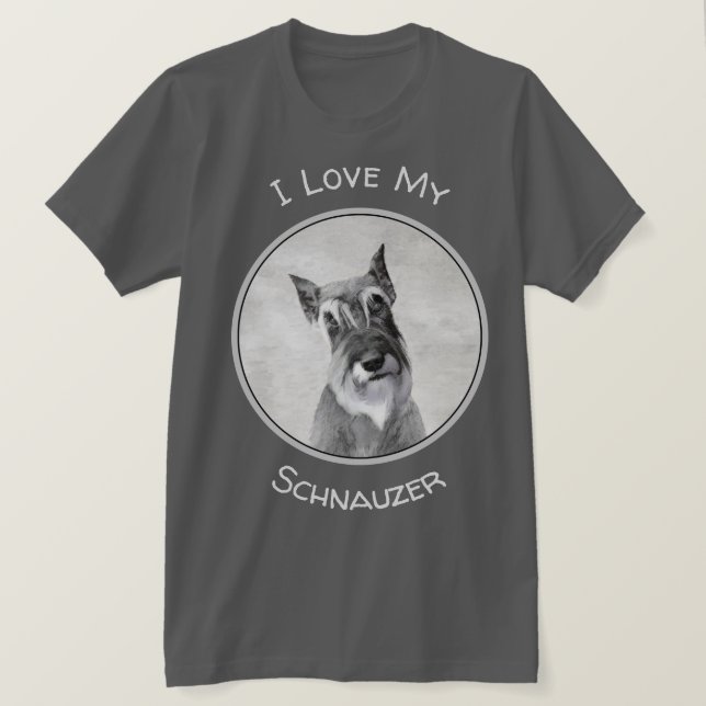 Schnauzer (Giant) Painting - Dog Art T-Shirt (Design Front)