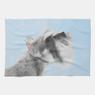 Schnauzer (Giant, Standard) 2 Painting - Dog Art Tea Towel